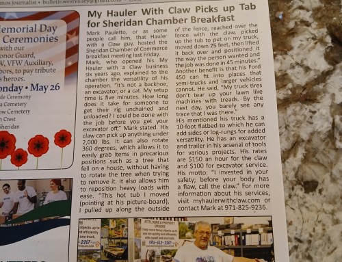 My Hauler with Claw Featured in West Valley Bulletin Board